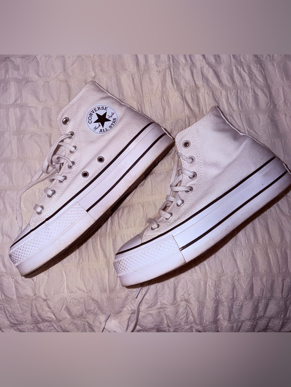 Converse White High-Top Platform Sneakers